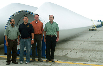 Researchers at Iowa State Univesity with wind blade